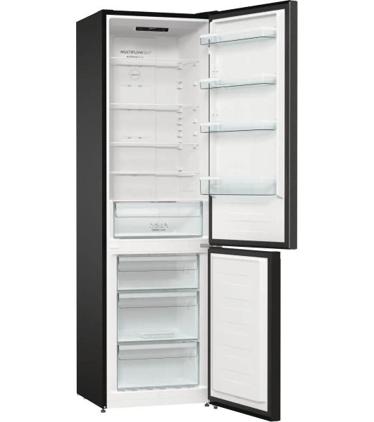 Холодильник Gorenje NRK6202EBXL4 черный матовый двухкамерный 235/96л морозилка снизу, No Frost