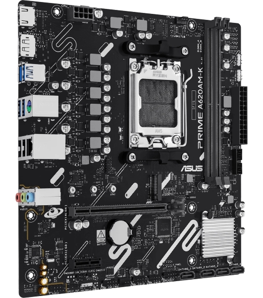 Материнская плата ASUS PRIME A620M-K, AM5, AMD A620, 2xDDR5, 4xSATA, 1xM.2, 1xPCIe 4.0 x16, 1xPCIe 3.0 x1, 1xHDMI, 1xDP, 1x1Gb LAN, 4xUSB-A 5Gbps, 2xUSB-A 2.0, 3x3.5 мм, 7.1, mATX