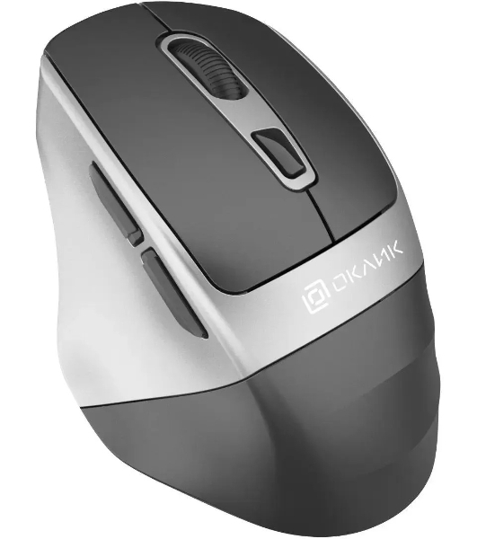 Мышь беспроводная Oklick 516MW черный/серебристый, 1600 dpi, радиоканал, Bluetooth, USB, кнопки - 6