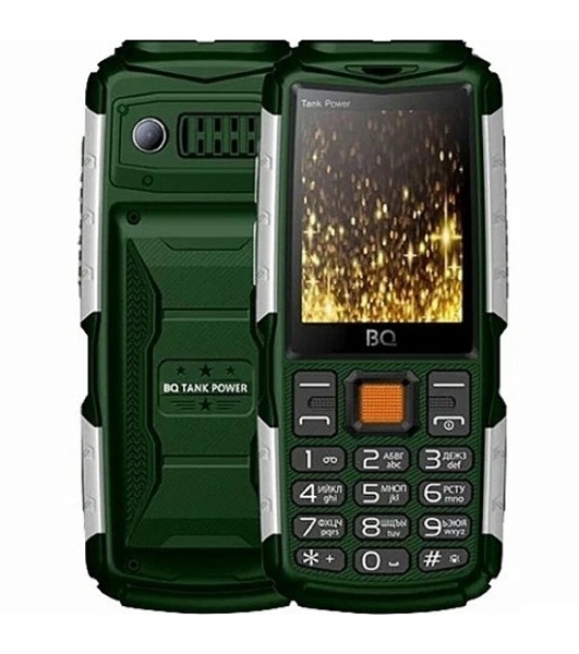 Мобильный телефон BQ 2430 Tank Power зеленый/серебристый