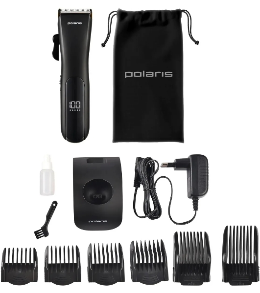 Машинка для стрижки Polaris PHC 2500 черный 3Вт (насадок в компл: 6шт)