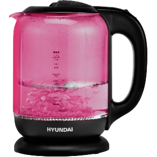 Чайник электрический Hyundai HYK-G4808 1.8 л, 2200 Вт, малиновый/черный (корпус: стекло)
