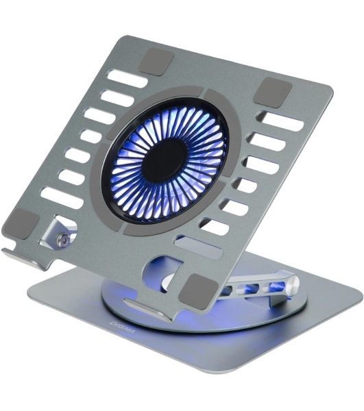 Подставка для ноутбука Digma D-NCP170-1xRGb110-360 17' 240x230x50мм 28дБ 2xUSB 1x 110ммFAN 940г Fan-control алюминий серый