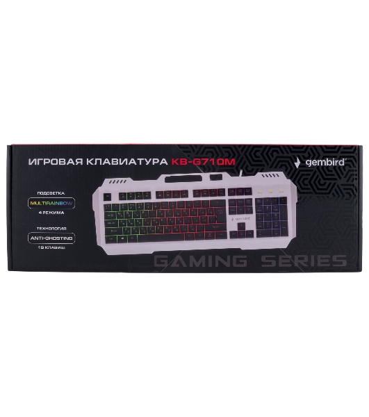 Клавиатура Gembird KB-G710M-S проводная, USB Type-A, чёрный/серебристый