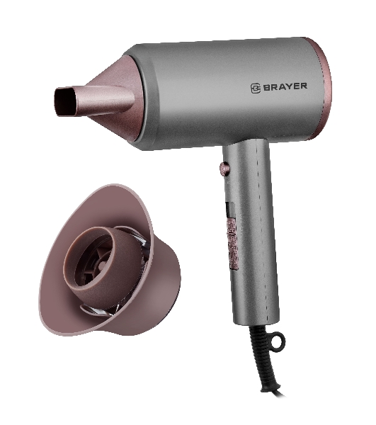 Фен BRAYER BR3022 серый/розовый, 1800 Вт