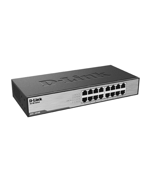 Коммутатор D-Link DES-1016D/I1A, 16×100 Мбит/с, неуправляемый