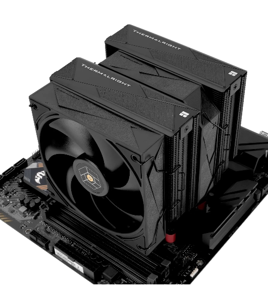 Кулер для процессора Thermalright Royal Pretor 130 черный (4-pin PWM, 158мм, Ni/Cu, 6x6мм, 1x120+1x130мм, 80.45CFM/81.88CFM, 29.4dBA/28.3dBA, 2150PM/1750RPM, S: 1200, 1700, 1851, 2011, 2066, 115X, AM4, AM5, black)