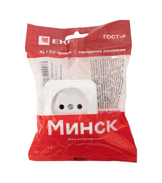 Розетка EKF EGR10-022-10 б/з, 10А, ОП Basic Минск белый