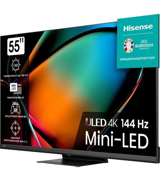 Телевизор Hisense 55' 55U8KQ черный Mini-Led UHD 120Hz Smart TV