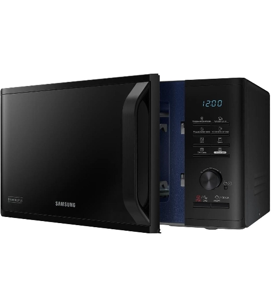 Микроволновая печь Samsung MG23K3515AK/BW черный, 23 л, 800 Вт, переключатели - кнопки, поворотный механизм
