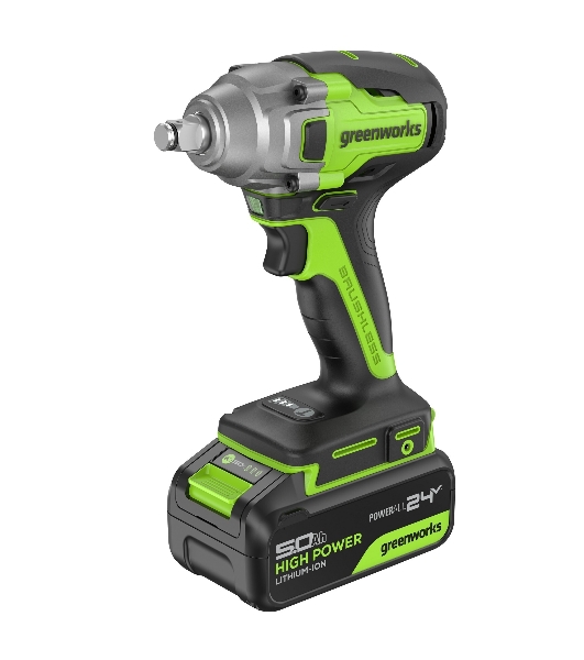 Гайковерт Greenworks GD24IW400 аккум. патрон:квад.1/2' (3802907CUG)