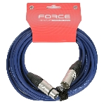 Кабель микрофонный FORCE FMC-05/6 BLXLR (M) - XLR (F), высококачественный балансный, малошумящий с проводниками из безкислородной меди OFC, диаметр 6 мм, профессиональные металлические разъемы, длина 3 м, цвет синий, фото 1