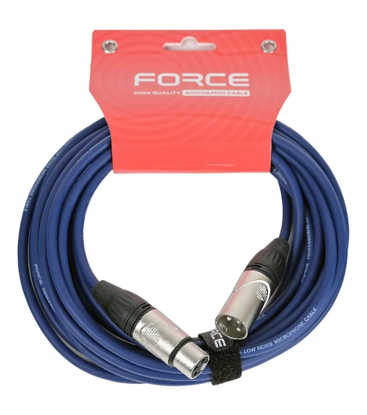 Кабель микрофонный FORCE FMC-05/6 BLXLR (M) - XLR (F), высококачественный балансный, малошумящий с проводниками из безкислородной меди OFC, диаметр 6 мм, профессиональные металлические разъемы, длина 3 м, цвет синий