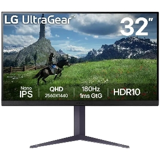 Монитор 31.5' LG UltraGear 32GS85Q-B IPS 2560x1440, 180 Гц, 1 мс, 16:9, 350 кд/м2, 2xHDMI, 1хDP, 1x3.5 мм, черный
