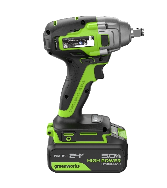 Гайковерт Greenworks GD24IW400 аккум. патрон:квад.1/2' (3802907CUG)