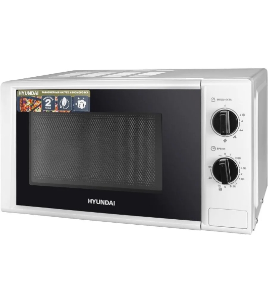 Микроволновая печь Hyundai HYM-M2048 белый, 20 л, 700 Вт, переключатели - поворотный механизм