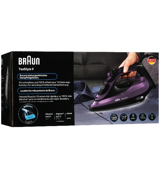Утюг Braun TexStyle 9 SI9661VI фиолетовый/черный, 3100 Вт, 60 г/мин, 250 г/мин, 330 мл