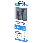 Кабель Maxvi MC-19L blue, USB-A - Lightning, 2.4A, LED ток макс. нагрузки 2.4А, макс. напряжение 5V; стандарт USB 2.0; длина кабеля 1.5м, нейлоновая оплетка, металлические корпуса разъемов,LED подсветка, цвет: синий, фото2