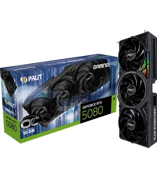 Видеокарта Palit PA-RTX 5080 GAMINGPRO OC 16Gb GeForce RTX 5080 16Gb 256bit GDDR7 2295/30000 HDMIx1 DPx3 HDCP Ret PCI-E PA-RTX 5080