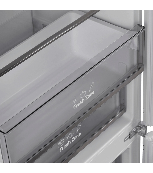 Встраиваемый холодильник Maunfeld MBF193NFW1GR Inverter белый двухкамерный 257/84 л морозилка снизу, No Frost