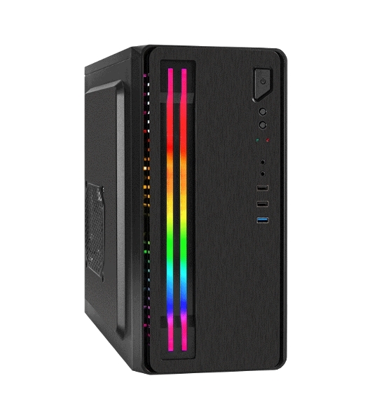 Компьютерный корпус Minitower ExeGate mEVO-7805-XP450 (mATX, БП XP450 с вент. 12см, 2*USB+1*USB 3.0, аудио, черный, с 2*RGb подсветкой)