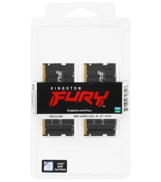 Оперативная память Kingston Fury Impact, DDR5, 32Gb (2x16 Gb), 4800 MHz, CL38, SO-DIMM