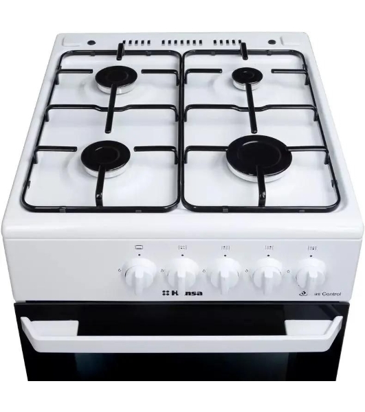 Плита газовая Hansa FCGW510029A белый, конфорок 4 газовых, духовка 53 л, 50 см x 85 см x 57 см