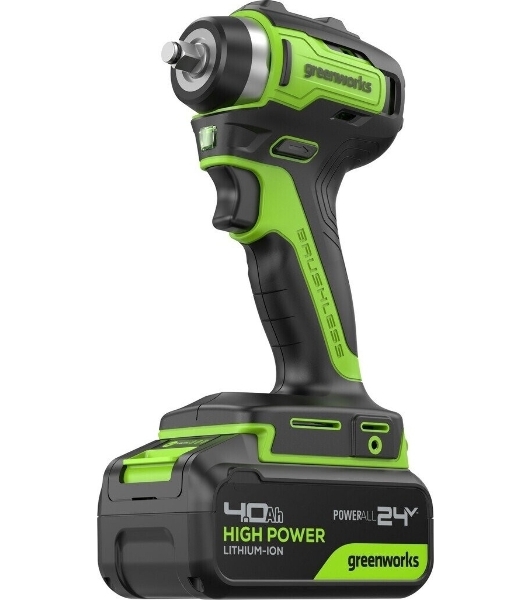 Гайковерт Greenworks G24IW200 аккум. патрон:квад.3/8' (3803607CUB)