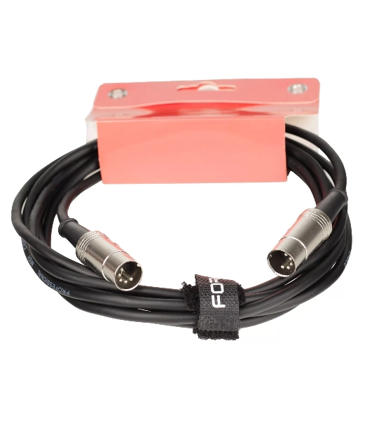 Кабель MIDI FORCE MCC-02/3MIDI DIN 5-pin - MIDI DIN 5-pin, высококачественный, диаметр 6 мм, для подключения синтезаторов, звуковых модулей и др. оборудования, профессиональные металлические разъемы, длина 3 м, черный