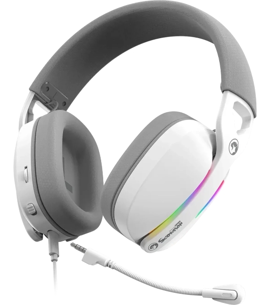 Гарнитура Marvo Pulz 70S Gaming Headset белый, проводная, USB, 7.1 Surround, RGB-подсветка