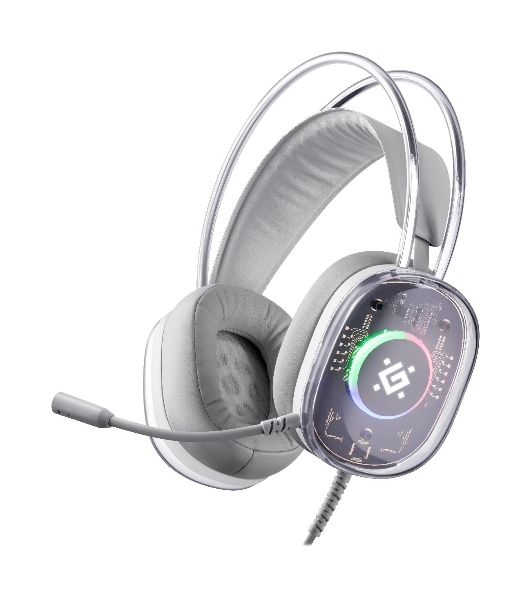 Гарнитура Defender Cyborg белый, проводная, USB, подсветка