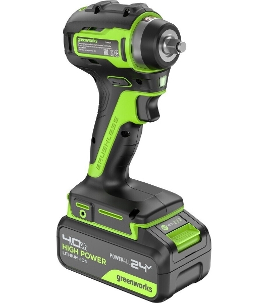 Гайковерт Greenworks G24IW200 аккум. патрон:квад.3/8' (3803607CUB)