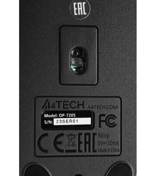Мышь проводная A4Tech OP-720S черный, 1200 dpi, USB, кнопки - 3