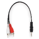 Кабель аудио Cablexpert CCA-458-0.2M-N, Jack 3.5(M)/2xRCA, 0.2м, черный, пакет, фото 1