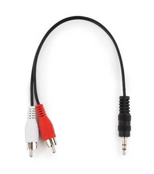 Кабель аудио Cablexpert CCA-458-0.2M-N, Jack 3.5(M)/2xRCA, 0.2м, черный, пакет