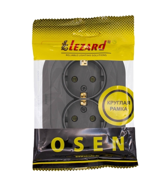 Розетка 2-м LEZARD СП OSEN с заземл. ПБТ, круглая, механизм, черный бархат 744-4200-127B