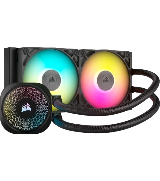 Система жидкостного охлаждения Corsair iCUE LINK TITAN 240 RX RGb (240мм, черный, RGb/ Fans: 2x120мм, 73.5CFM, 36dBA, 2100RPM/ S: 1851, 1700, AM5, AM4)