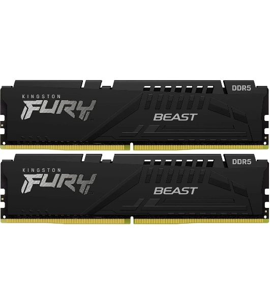 Оперативная память Kingston Fury Beast, DDR5, 64Gb (2x32 GB), 6400 MHz, CL32, DIMM, радиатор, черный