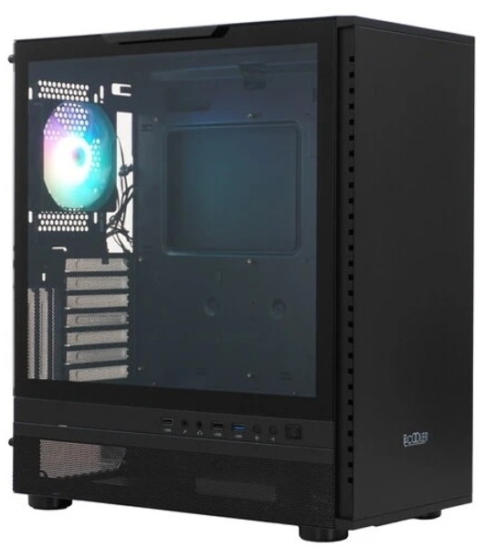 Компьютерный корпус PCCooler IE200 BK, Tempered Glass Full Tower, черный, TG, SPCC, 1x120мм ARGb E-ATX, ATX, mATX, mITX 180/380/220мм 4x2.5', 2x3.5', 7+3xPCI 1xUSB-A 3.0, 2xUSB-A 2.0 432x225x495мм