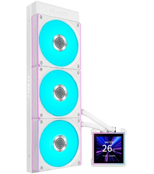 Система водяного охлаждения Lian-Li HydroShift II LCD-S 360CL ARGB Soc-AM5/AM4/1700/1851 белый 4-pin 30dB Al+Cu LCD Ret (G89.GHS2LCDS36CW.R0)