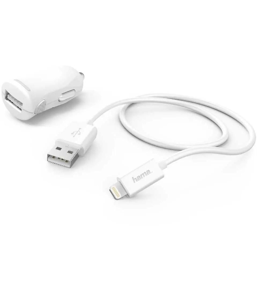 Комплект зарядное устройство Hama H-183266 2.4A для Apple кабель Apple Lightning белый