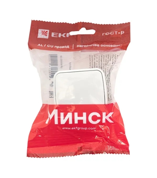 Выключатель EKF Basic Минск EGV10-021-10 1-клавишный ОП 10А белый