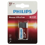 Элемент питания алкалиновый 'крона' 6LR61 9В Power (блист. 1шт) Philips Б0062717, фото 1