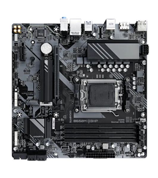 Материнская плата Gigabyte B650M D3HP, AM5, AMD B650, 4xDDR5, 4xSATA, 2xM.2, 1xPCI-E 4.0 x16, 1xPCI-E x1, 1xHDMI, 2xDP, 1x 2.5Gb LAN, 3xUSB-A 3.2 Gen 1, 2xUSB-A 2.0, 1xUSB-C 3.2 Gen 1, 3x3.5 мм, 7.1, Micro-ATX