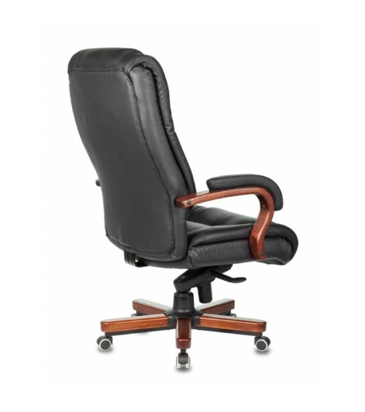 Кресло Бюрократ T-9925WALNUT/BLACK черный, кожа