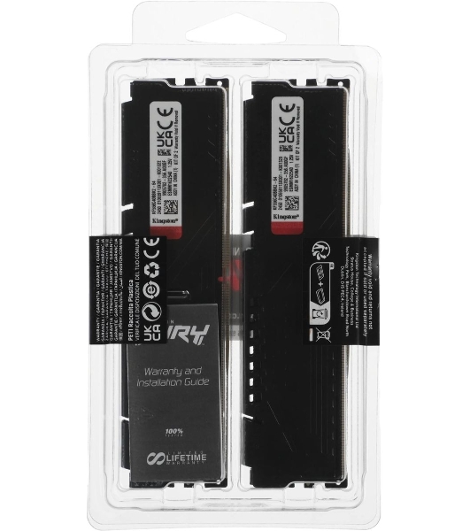 Оперативная память Kingston Fury Beast, DDR5, 32GB (2x16GB), 5600MHz, CL40, DIMM, с радиаторами, черный