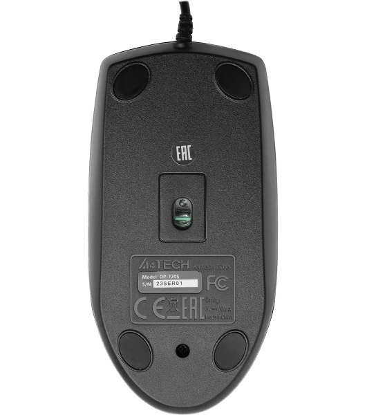 Мышь проводная A4Tech OP-720S черный, 1200 dpi, USB, кнопки - 3