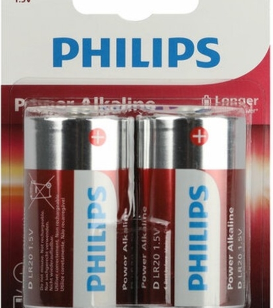 Элемент питания алкалиновый D/LR20 1.5В Power (блист. 2шт) Philips Б0062732