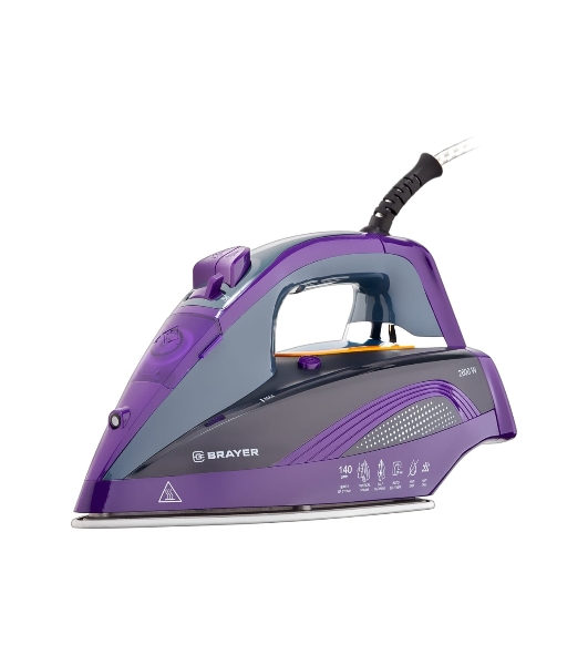 Утюг BRAYER BR4001 фиолетовый/серый, 2600 Вт, 25 г/мин, 140 г/мин, 360 мл