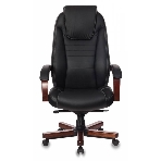 Кресло Бюрократ T-9923WALNUT/BLACK черный, кожа, фото4
